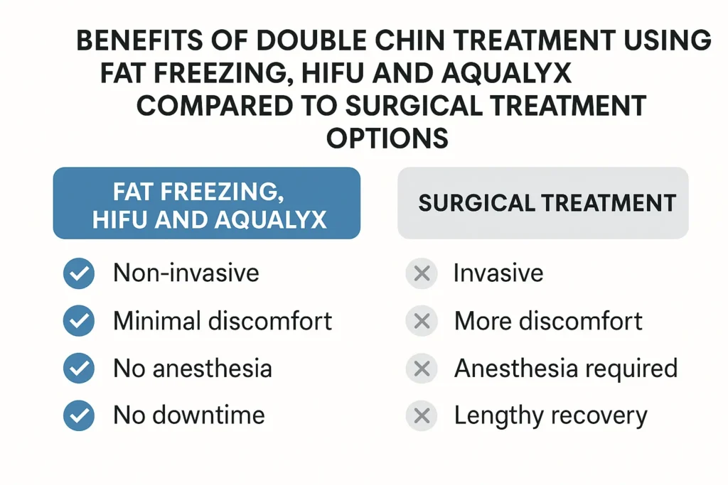 Graphic about the benefits of double chin treatment Worcestershire - from LA LIPO