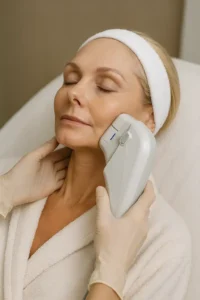 Woman receiving HIFU non surgical facelift treatment Worcestershire