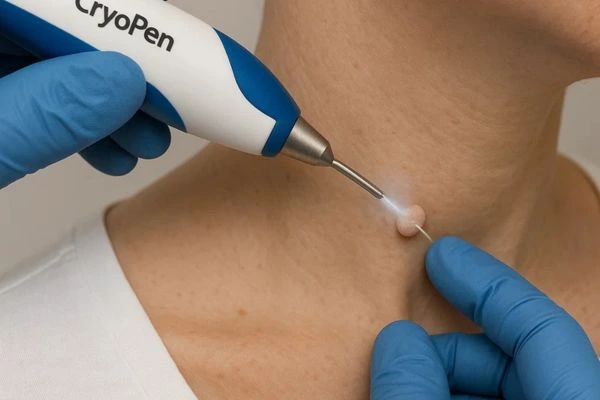 Person receiving Cryotherapy skin tag removal Worcestershire
