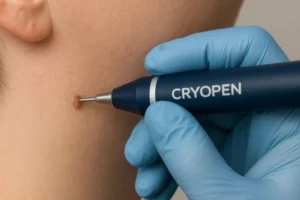 Person receiving skin tag removal Worcestershire